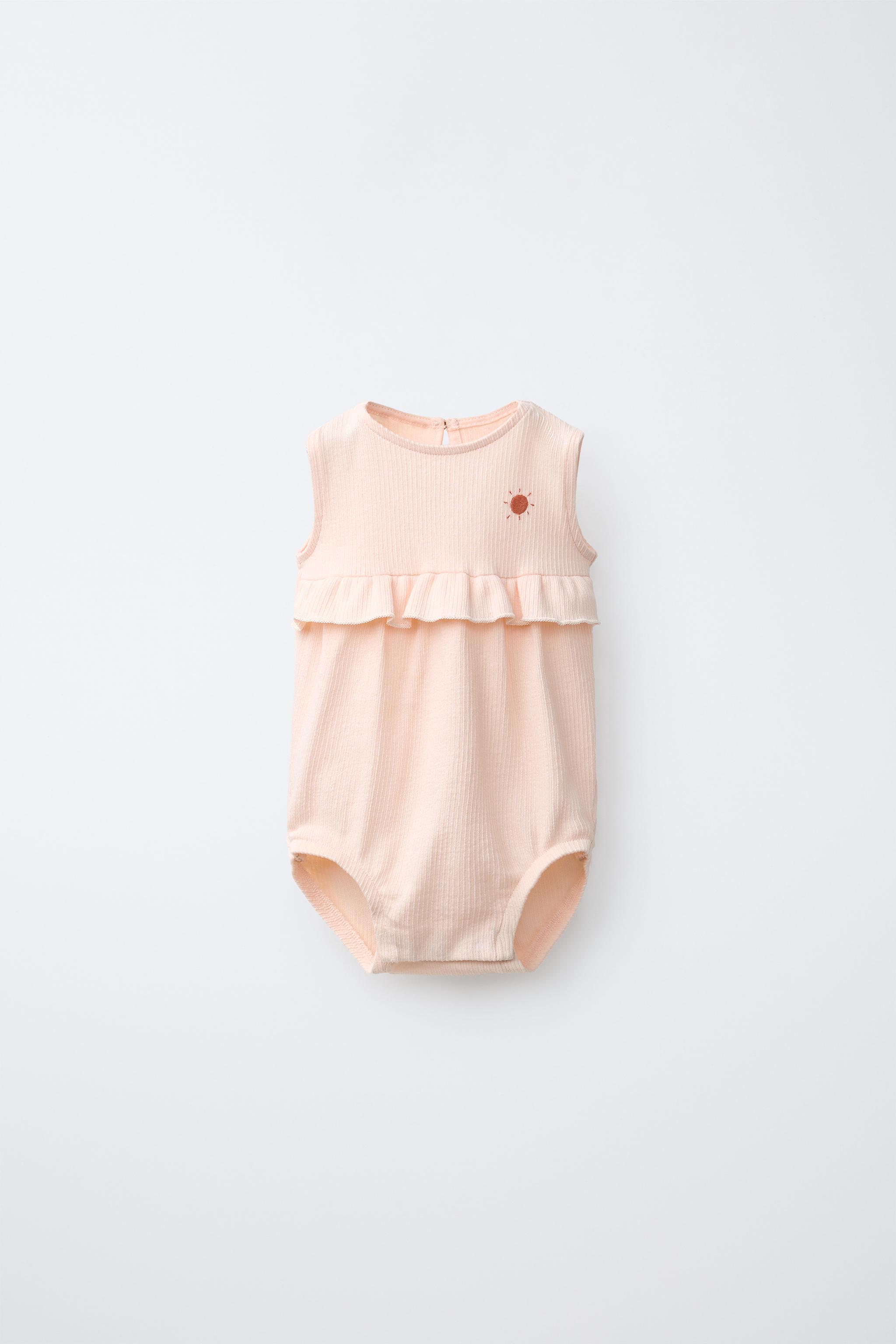 SUN EMBROIDERED RUFFLED BODYSUIT